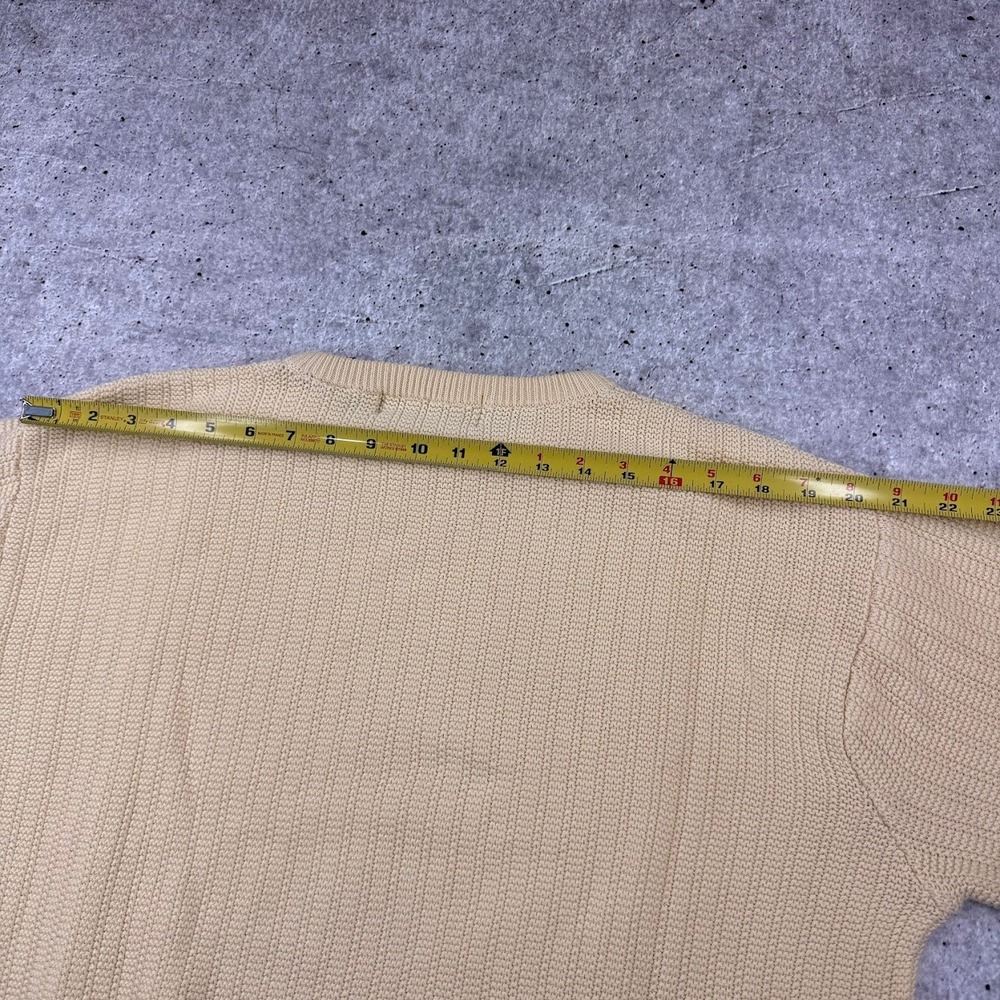 Vintage John Ashford Knit Crew Neck Yellow Cotton Grandpa Sweater Mens Medium - Picture 8 of 9